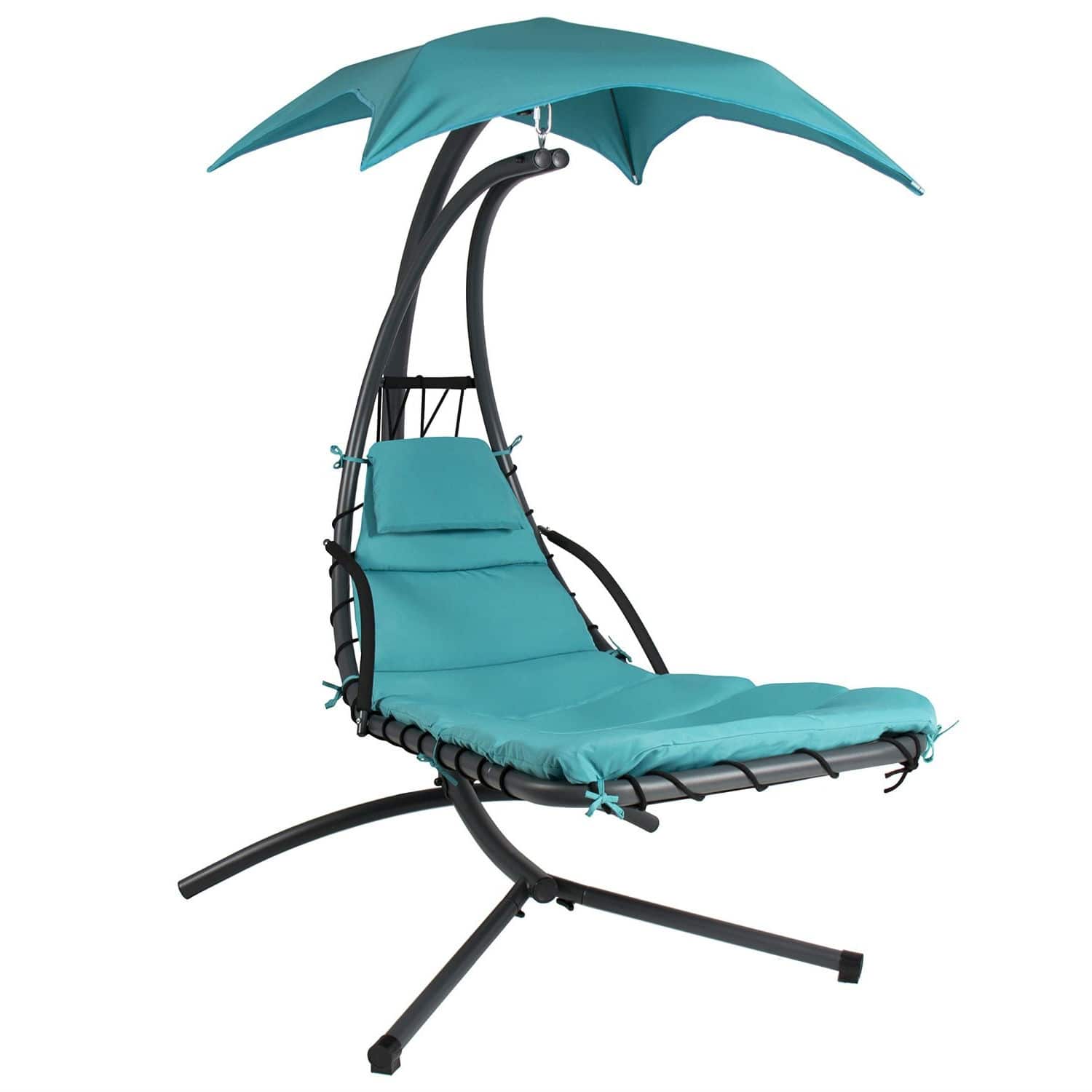 Hivvago- Teal Single Person Sturdy Modern Chaise Lounger Hammock Chair Porch Swing- Blue/Teal