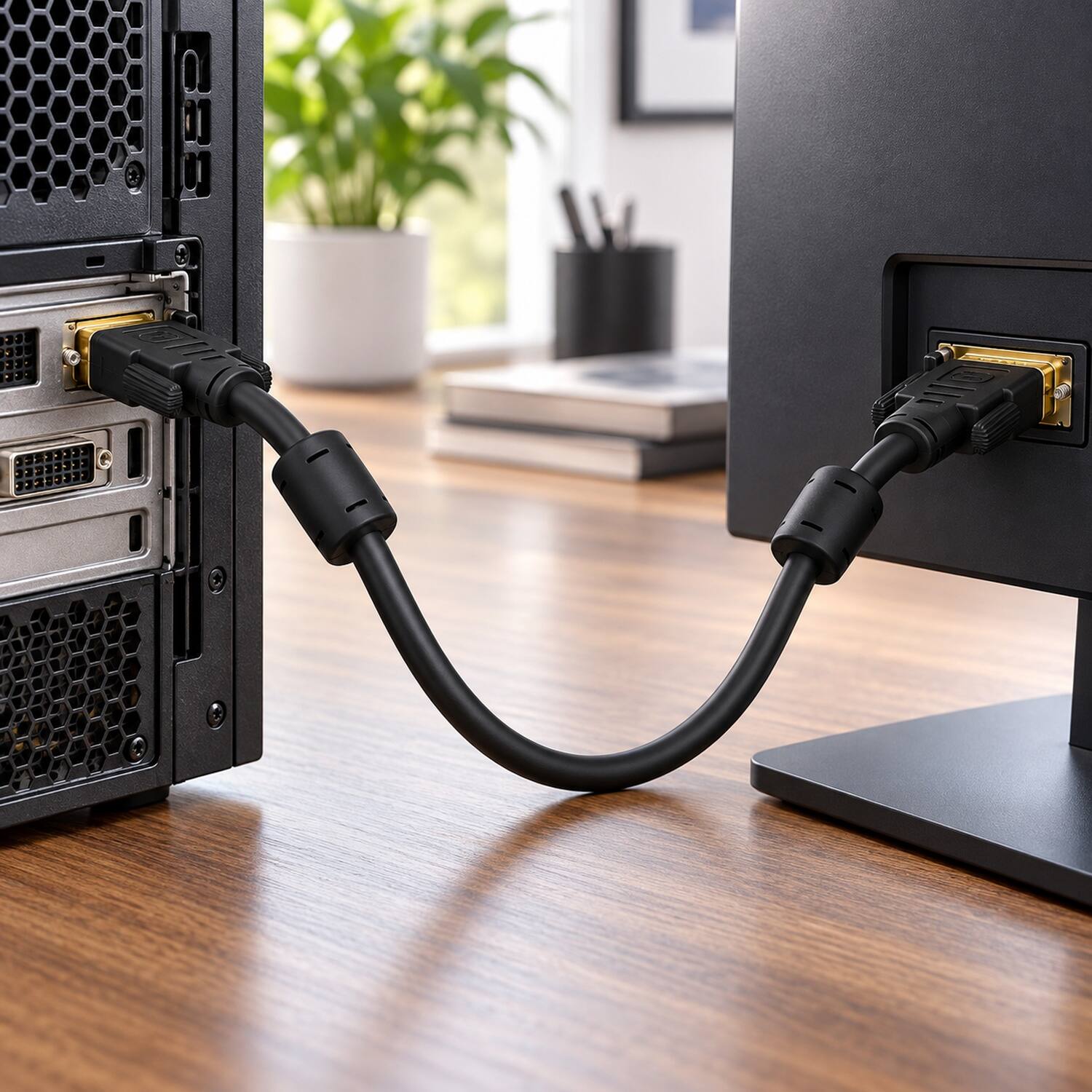 Left. Sanoxy - 1m DVI-D Male to Male Dual Link Digital Video Cable - Black.
