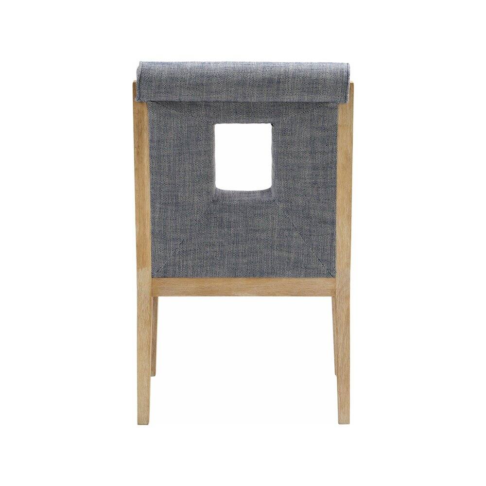 Alt View 4. Meridian Furniture - Gwendolyn Navy Linen Textured Fabric Dining Arm Chair - Blue.