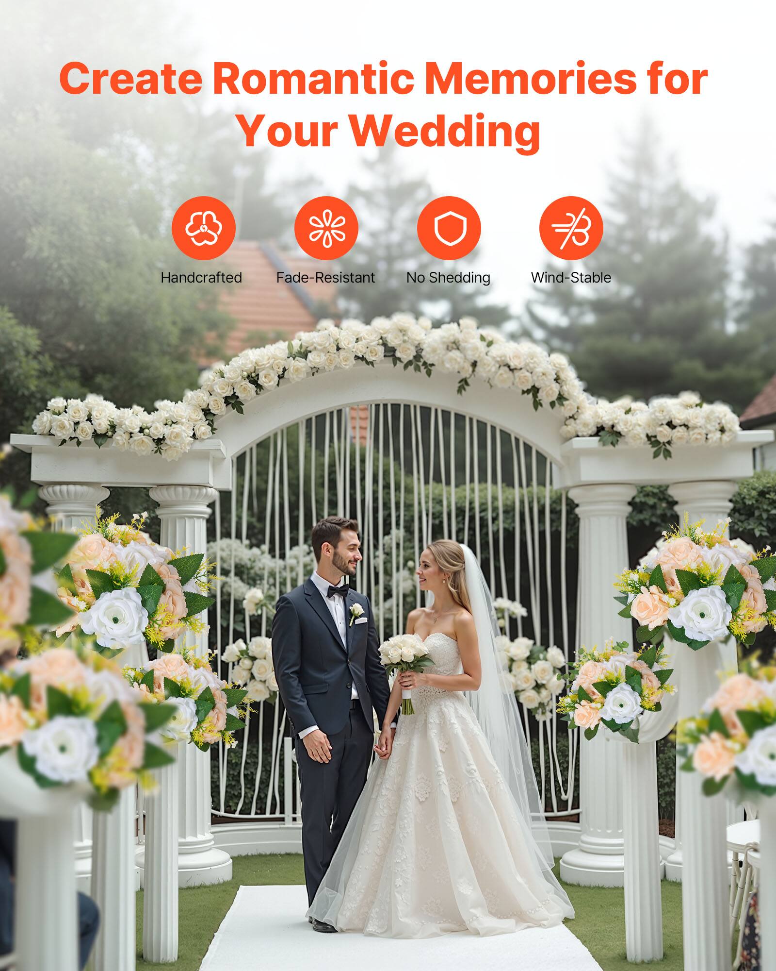 Create Romantic Memories for Your Wedding

- Handcrafted
- Fade-Resistant
- No Shedding
- Wind-Stable