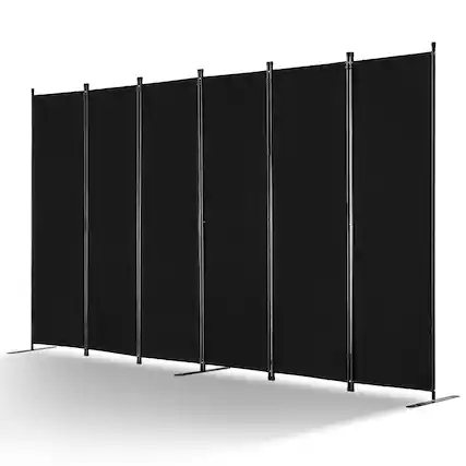 Front. VEVOR - Room Divider, 6 Panel Room Divider, Folding Privacy Screen and Portable Partition Divider for Room Separation - Black.