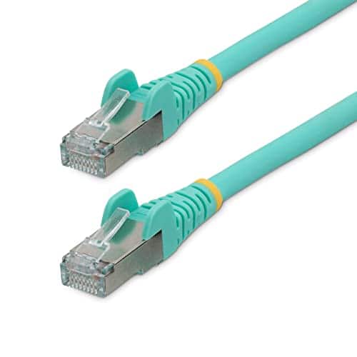 Startech - 7ft CAT6a Ethernet Cable, Aqua Low Smoke Zero Halogen [LSZH] 10 GbE 100W PoE S/FTP Snagless RJ-45 Network Patch Cord