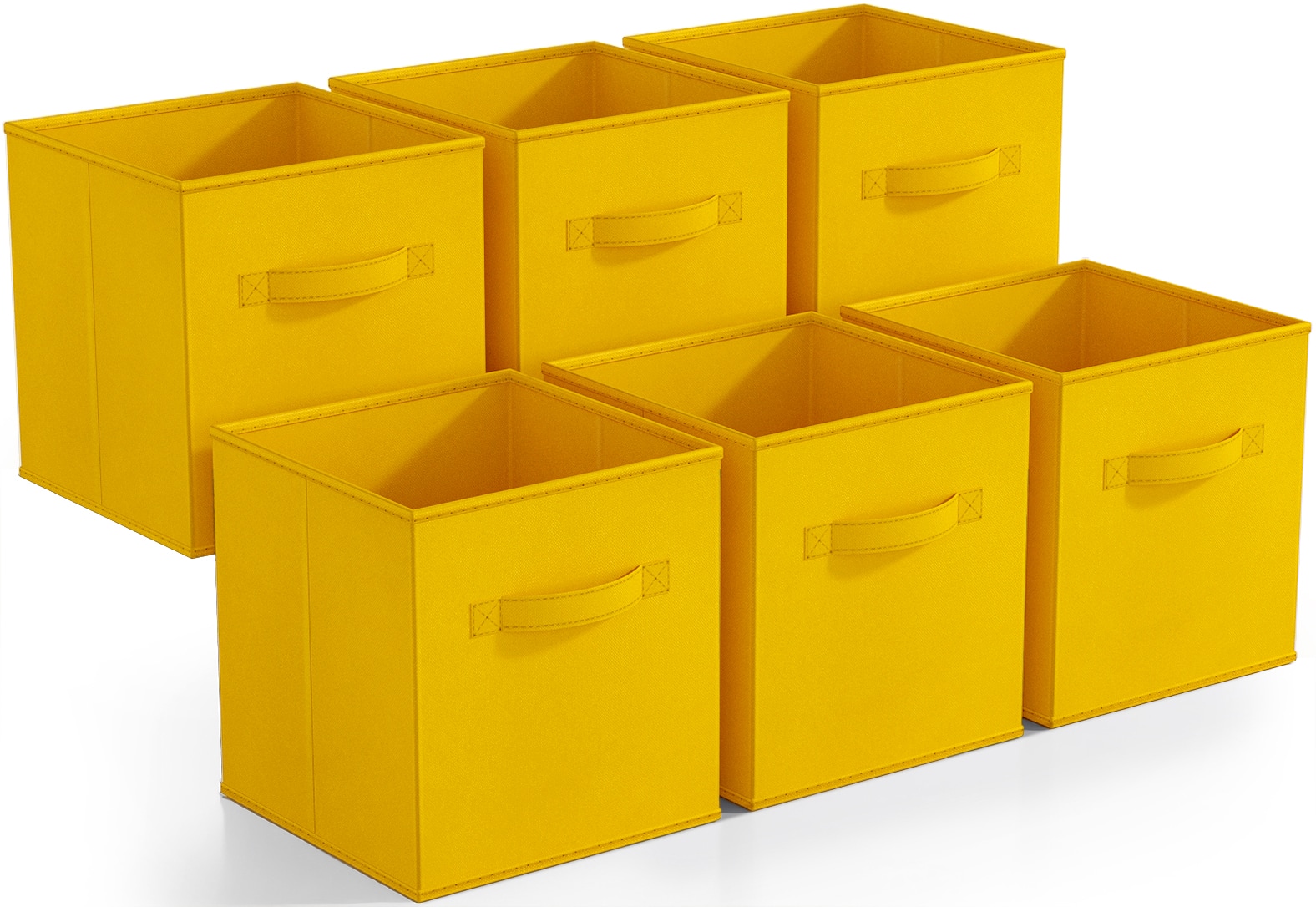 Front. Sorbus - Sorbus Foldable Storage Cubes - 6 Fabric Baskets for Organizing Pantry, Closet, Shelf, Nursery, Playroom, Toy Box, Cubby - Dark Yellow.
