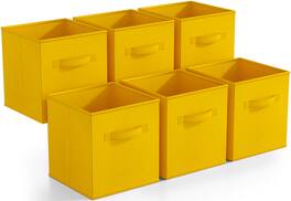 Sorbus - Foldable Storage Cubes - 6 Fabric Baskets for Organizing Pantry, Closet, Shelf, Nursery, Playroom, Toy Box, Cubby - Dark Yellow