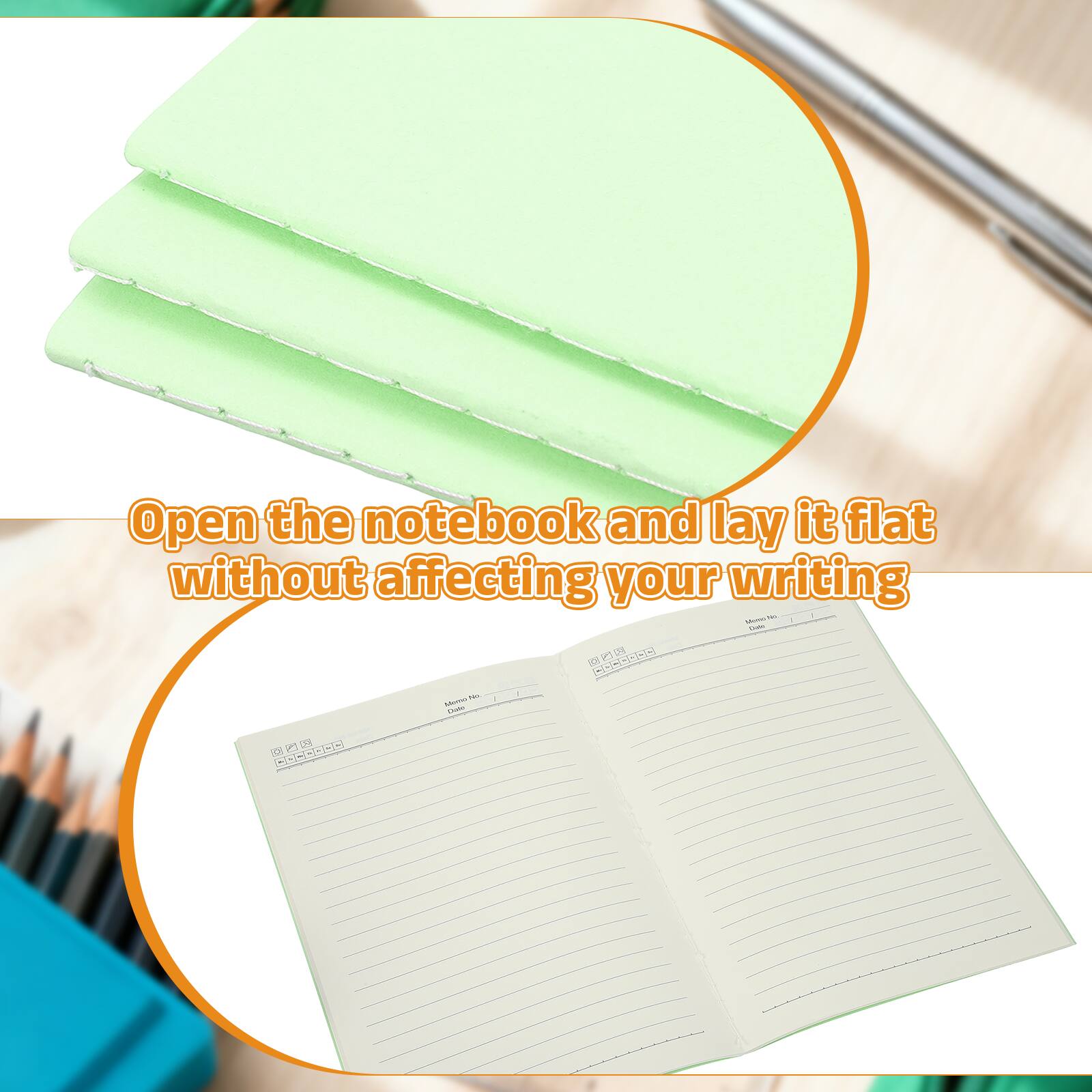 Open the notebook and lay it flat without affecting your writing