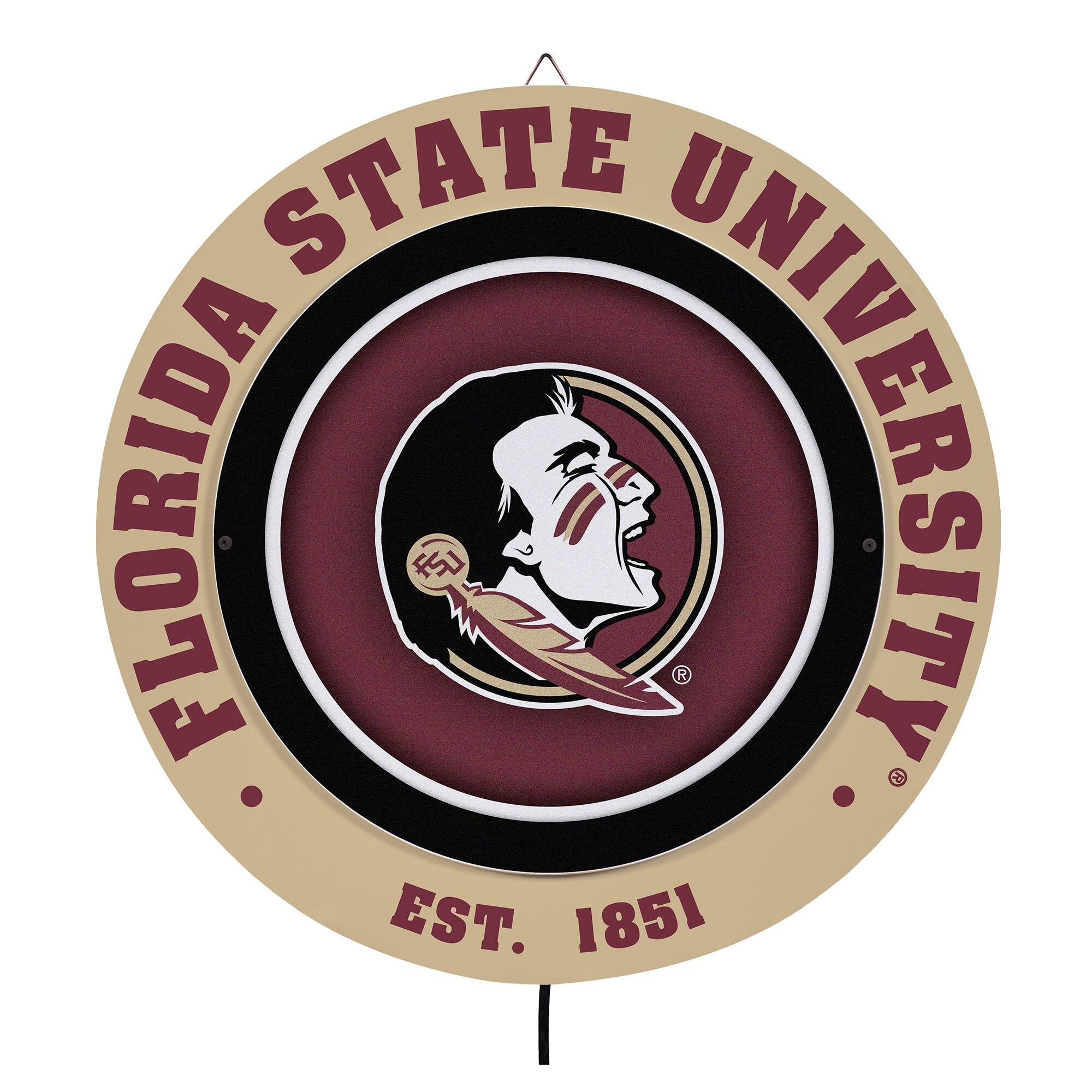 Florida State Seminoles 15" LED Round Metal Lit Wall Sign