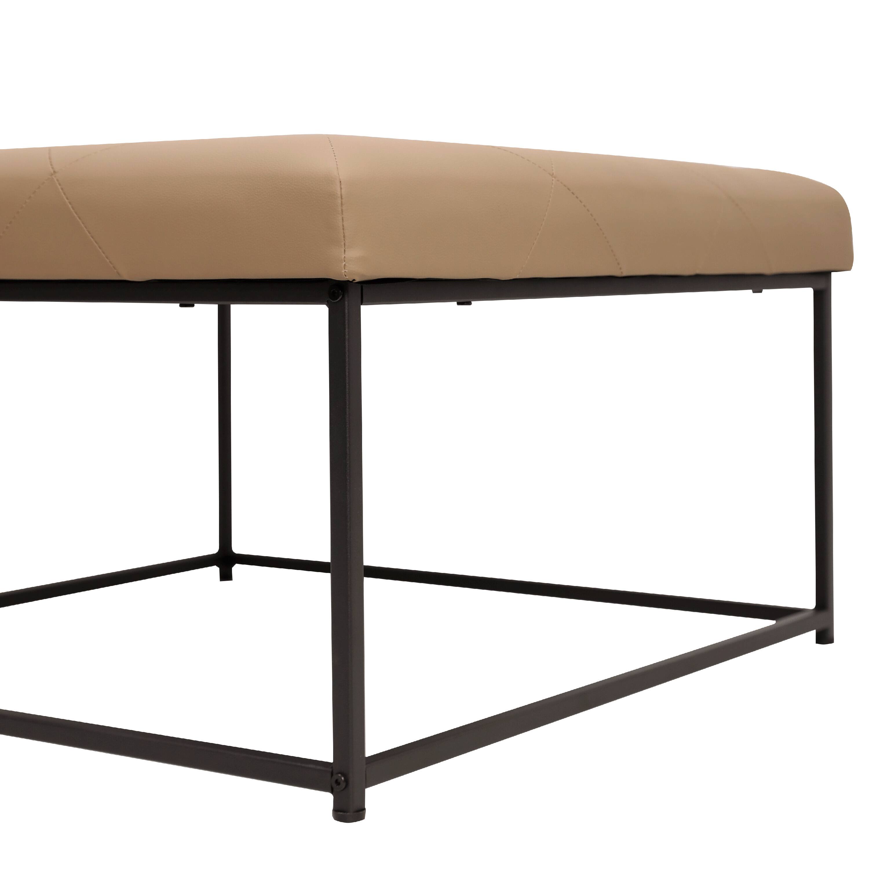 Alt View 9. Emma + Oliver - Aranda 30 in. Faux Leather Square Ottoman with Tufted Design and Sturdy Iron Frame - Light Brown.