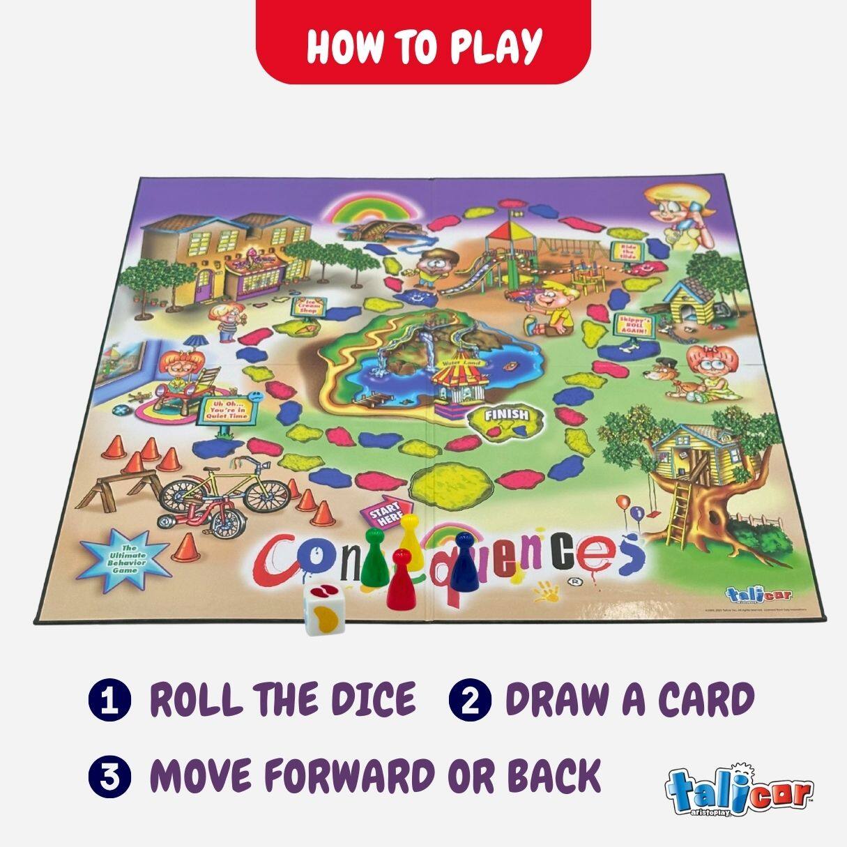 HOW TO PLAY

1. ROLL THE DICE
2. DRAW A CARD
3. MOVE FORWARD OR BACK