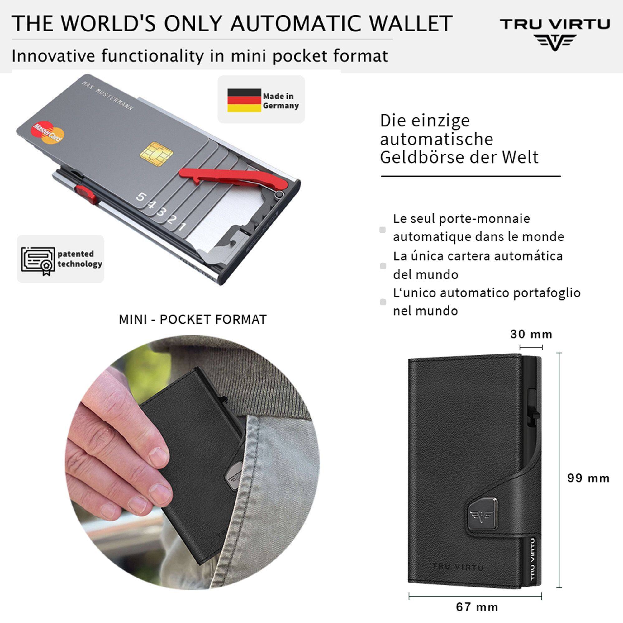 THE WORLD'S ONLY AUTOMATIC WALLET TRU VIRTU  
Innovative functionality in mini pocket format  
MAX  
Made in MUSTERMANN Germany  
Die einzige MasterCard automatische Geldbörse der Welt  
5 4 3 2 1  
patented technology  
MINI - POCKET FORMAT  
Le seul porte-monnaie automatique dans le monde  
La única cartera automática del mundo  
L'unico automatico portafoglio nel mondo  
30 mm  
99 mm  
67 mm  
FRU VIRTO  
VIRTU URT