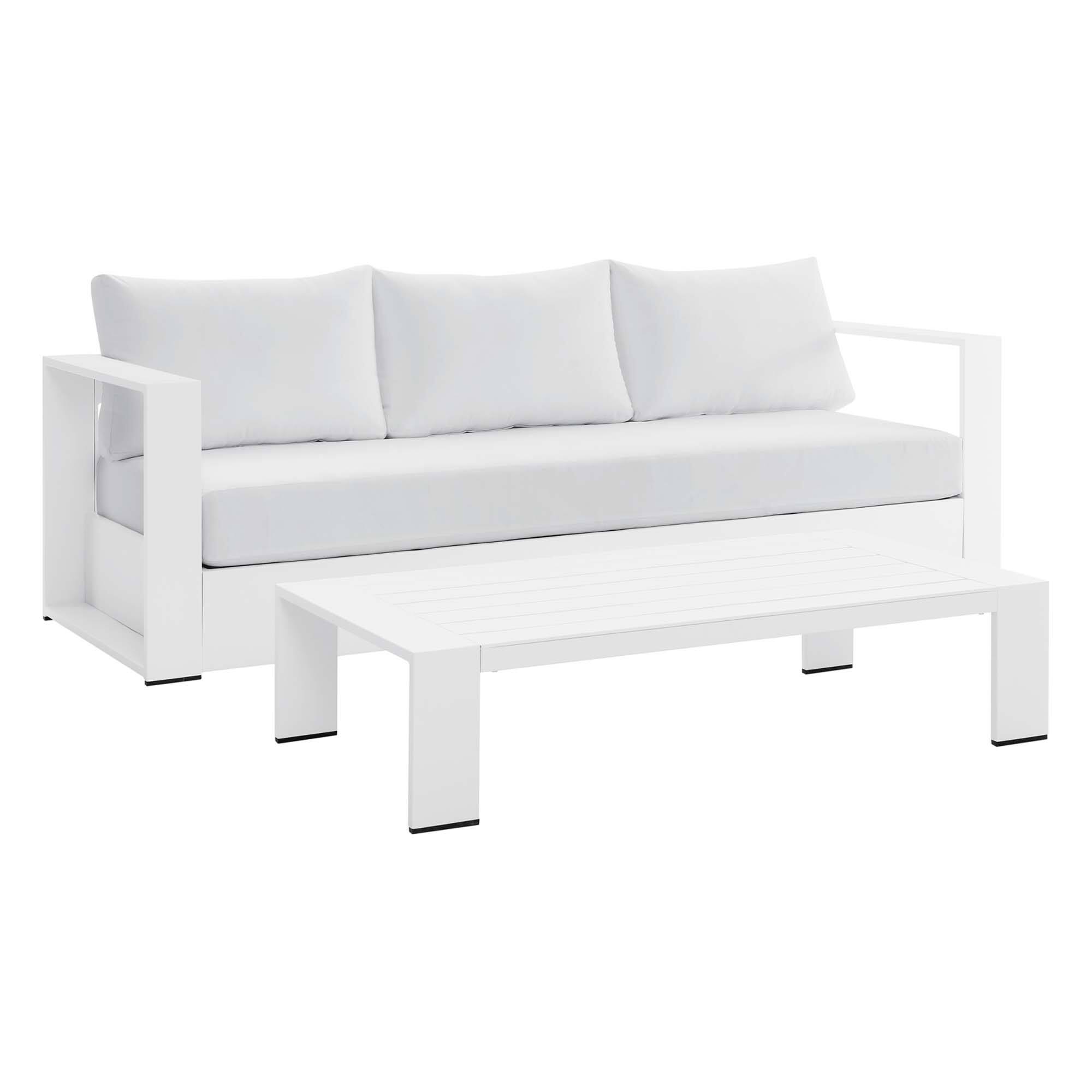 Front. Modway - Tahoe 2-Piece Outdoor Powder-Coated Aluminum Patio Set - White White.