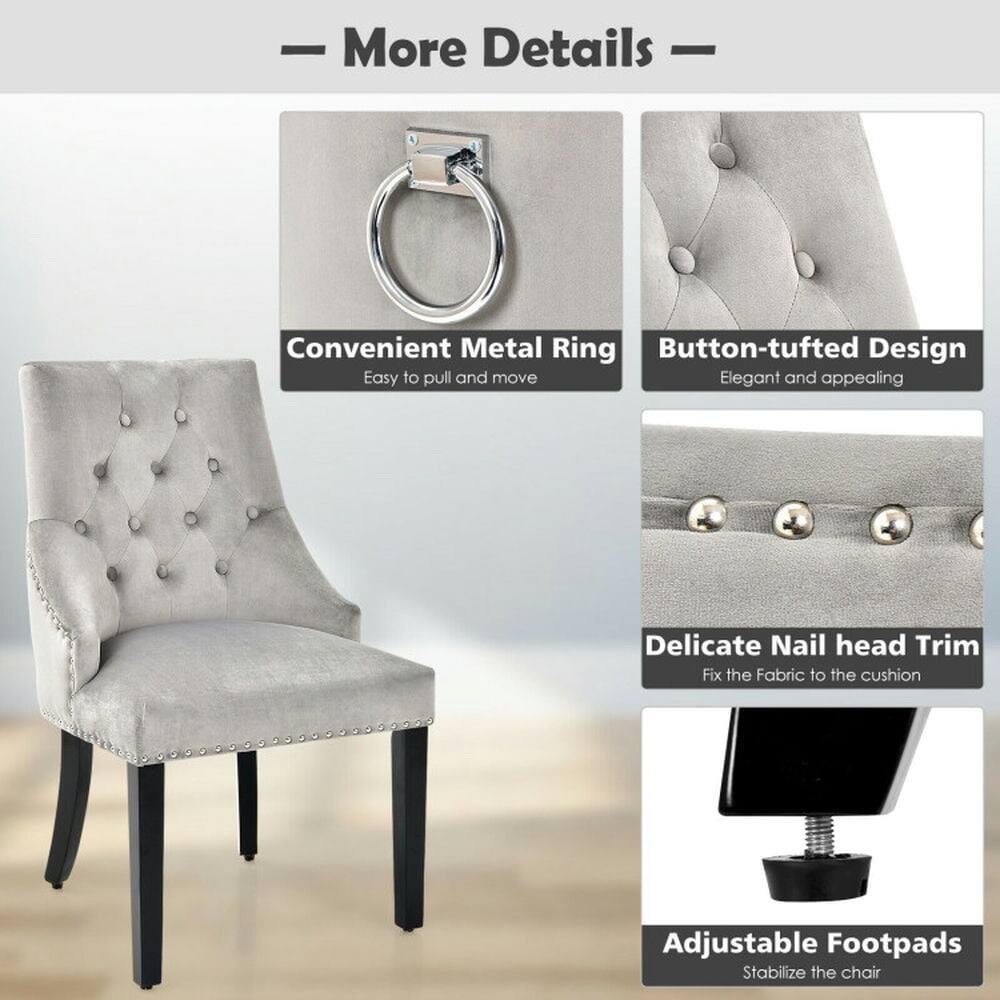 - More Details -
- Convenient Metal Ring
  - Easy to pull and move
- Button-tufted Design
  - Elegant and appealing
- Delicate Nail head Trim
  - Fix the Fabric to the cushion
- Adjustable Footpads
  - Stabilize the chair