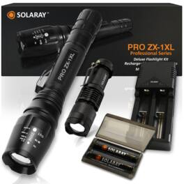 Solaray - ZX-1XL 18650 LED Tactical Flashlight Kit - Black