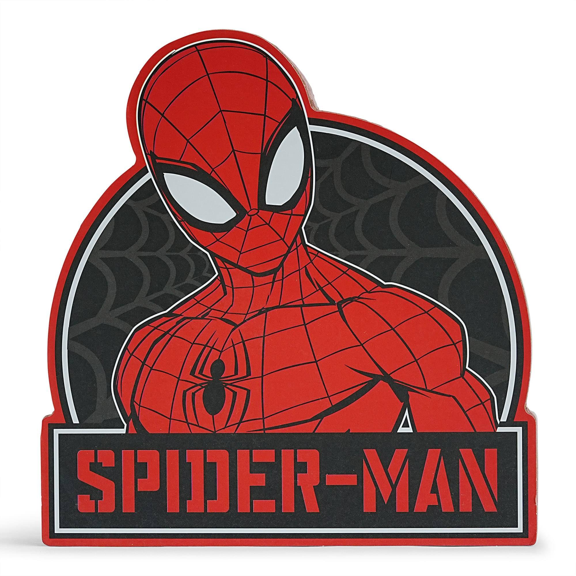 Alt View 1. Marvel - Marvel Spider-Man Die-Cut Wooden Wall Art Sign | 8 x 7 Inches - Red.