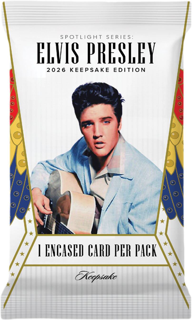 SPOTLIGHT SERIES: ELVIS PRESLEY 2026 KEEPSAKE EDITION  
1 ENCASED CARD PER PACK  
Keepsake