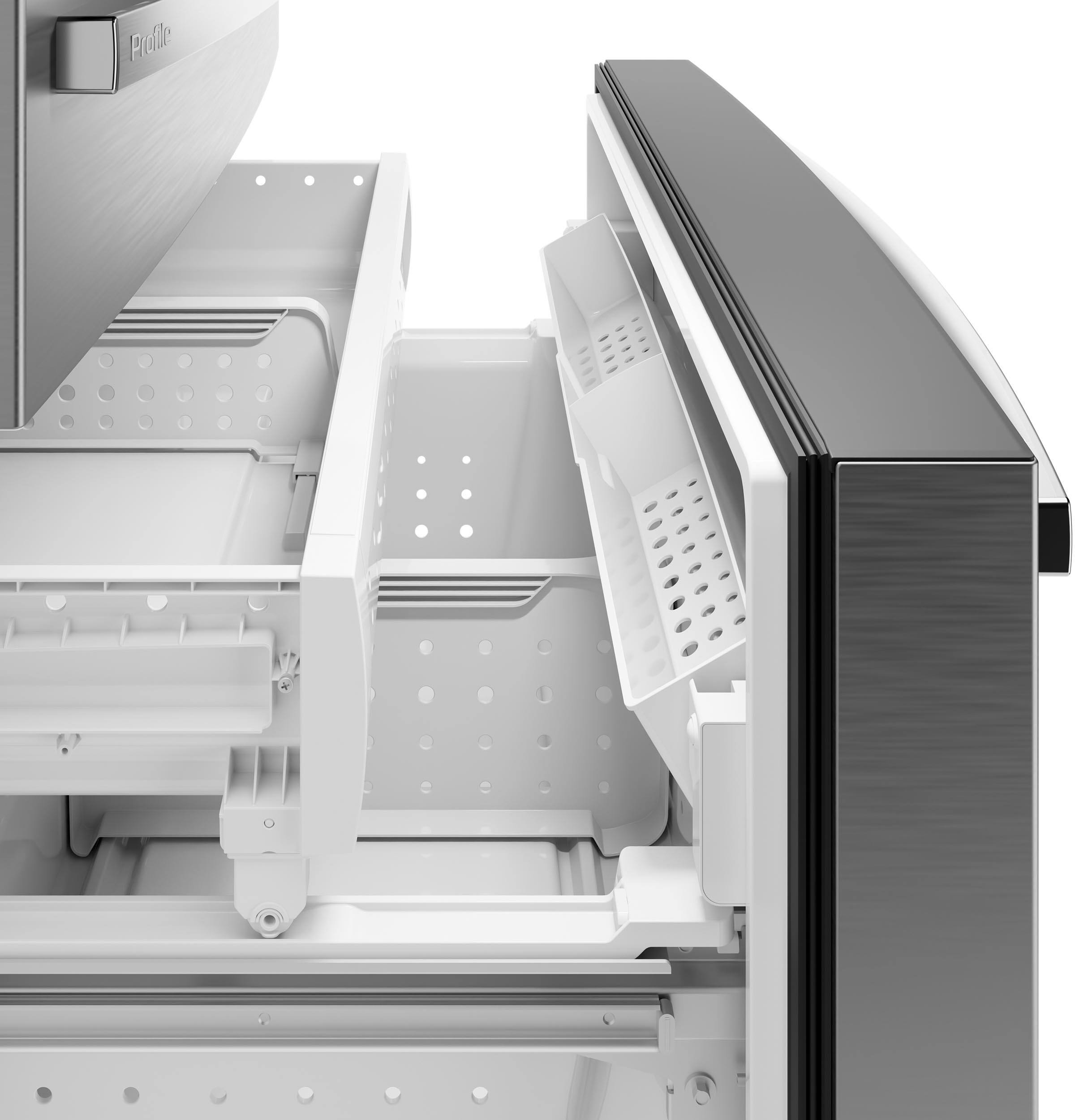 Alt View 32. GE Profile - 22.43 Cu. Ft. Smart Counter-Depth 4-Door French Door Refrigerator with Energy Star and Kitchen Assistant - Stainless Steel.