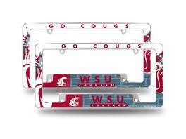Rico Industries - Washington State Cougars (Set of 2) Chrome Metal License Plate Frames with Bold Full Frames Design - Multi