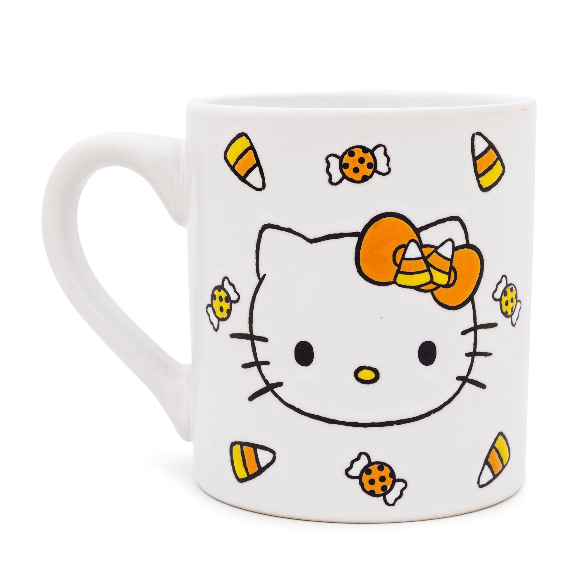 Silver Buffalo - Sanrio Hello Kitty Candy Corn Wax Resist Ceramic Pottery Mug | Holds 14 Ounces - Orange