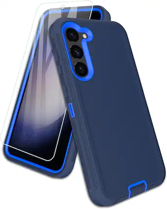 Front. Entronix - Entronix Galaxy A03s Bundle - Heavy Duty Case with Clear Screen Protector - Blue.