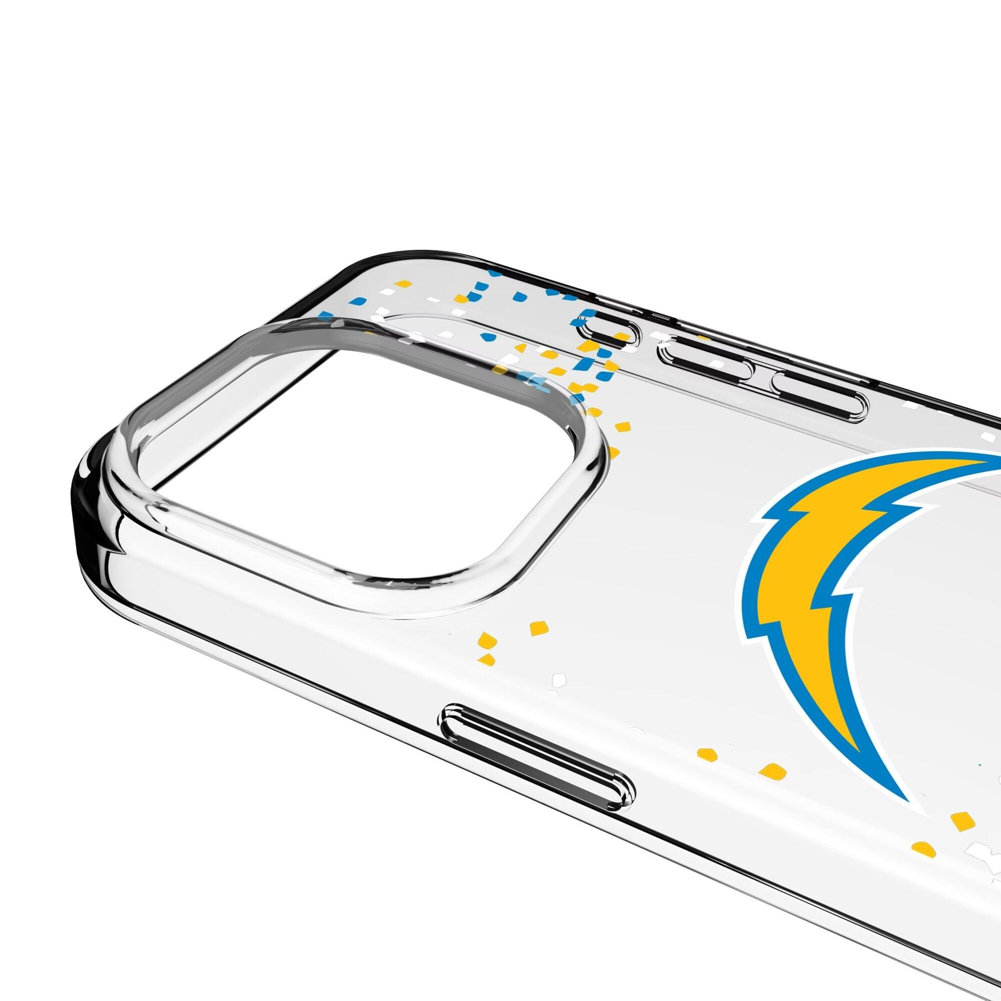 Alt View 2. Keyscaper - Los Angeles Chargers iPhone Clear Case with Confetti Design - 15 Pro - Multicolor.