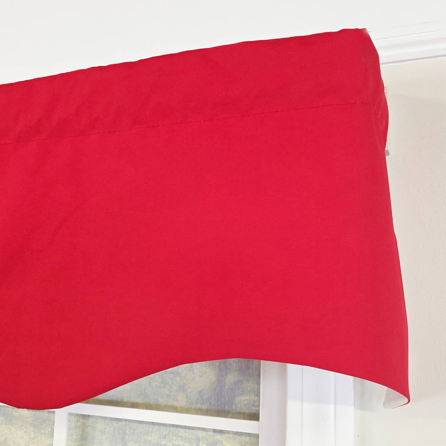 Back. RLF Home - RLF Home 100% Cotton Pure Solid Regal Lined Window Valance 50" x 17" Lip Stick Red - Lip Stick Red.