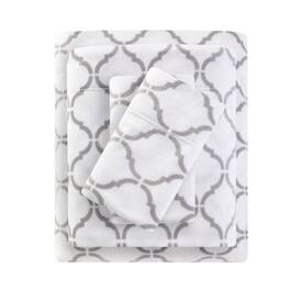 Gracie Mills - Lenora Microfleece Cozy Sheet Set - Grey Geo