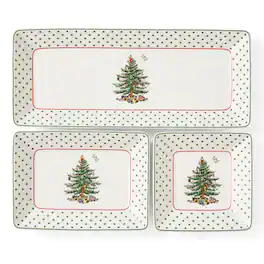 Spode - Christmas Tree Collection 3-Piece Traditional Nesting Trays Polka Dot - Multicolored