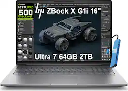 HP - Upgraded - ZBook X G1i 16" FHD+ Mobile Workstation AI Laptop - NVIDIA RTX PRO 500 - Intel Core Ultra 7 255H - 64GB Memory - 2TB SSD - Silver