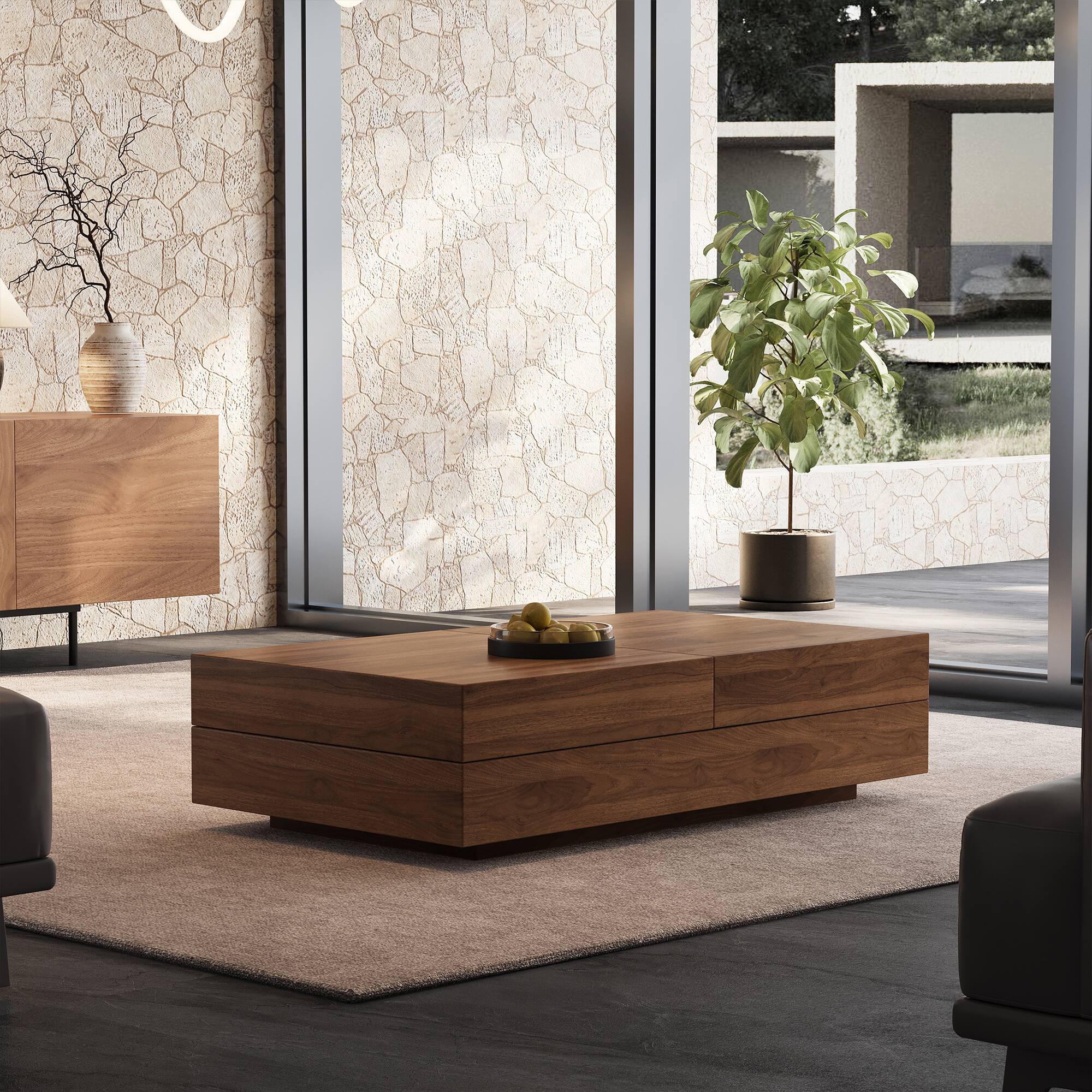 Back. luck idea - 47.2" Extendable Coffee Table With Hidden Storage - Walnut color.