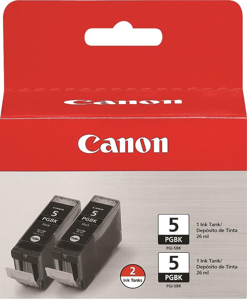 Front. Canon - 5 2-Pack Standard Capacity - Black Ink Cartridges - Black.