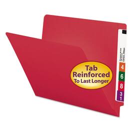 Smead Manufacturing - Shelf-Master Reinforced End Tab Colored Folders, Straight Tabs, Letter Size, 0.75" Expansion, Red, 100/Box