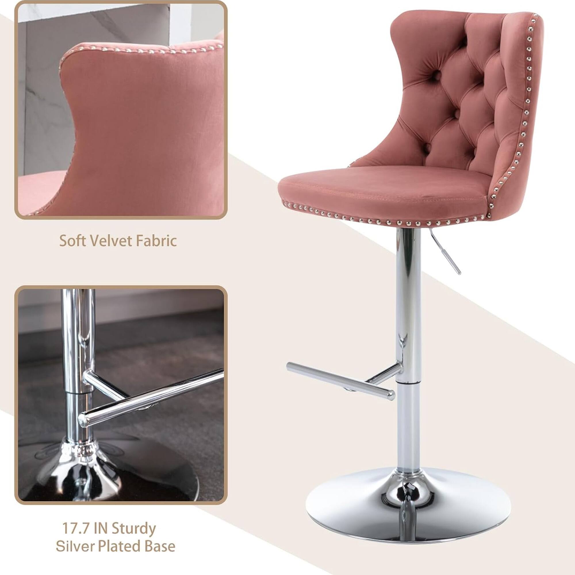 Soft Velvet Fabric

17.7 IN Sturdy Silver Plated Base