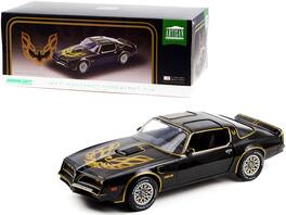 1977 Pontiac Firebird T/A Trans Am Starlite Black with Golden Eagle Hood Bird 1/18 Diecast Model Car by Greenlight - Black and Golden