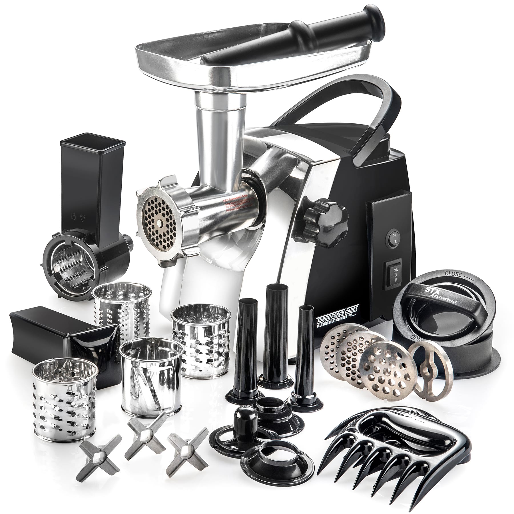 STX International - Turboforce Cadet Meat Grinder, Sausage Stuffer and Slicer/Shredder - Black