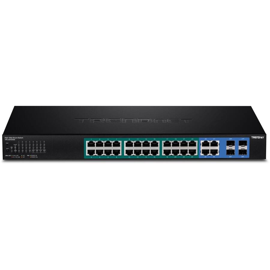 TRENDnet

Full-Duplex Smart Switch

Model: T1608D

Ports: 8 Gigabit Ethernet, 2 Combo (10/100/1000Base-T and SFP)

LED Indicators: 
- 1-8: Port activity
- 9: Power
- 10: Link/Activity
- 11: System

Specifications:
- 802.3af PoE
- 802.3at PoE+
- 802.3az Energy Efficient Ethernet
- 802.3ad Link Aggregation
- 802.1Q VLAN
- 802.1X Authentication
- 802.1X RADIUS
- 802.1X TACACS+
- 802.1X LDAP
- 802.1X PAP
- 802.1X CHAP
- 802.1X EAP-TLS
- 802.1X EAP-TTLS
- 802.1X PEAP
- 802.1X EAP