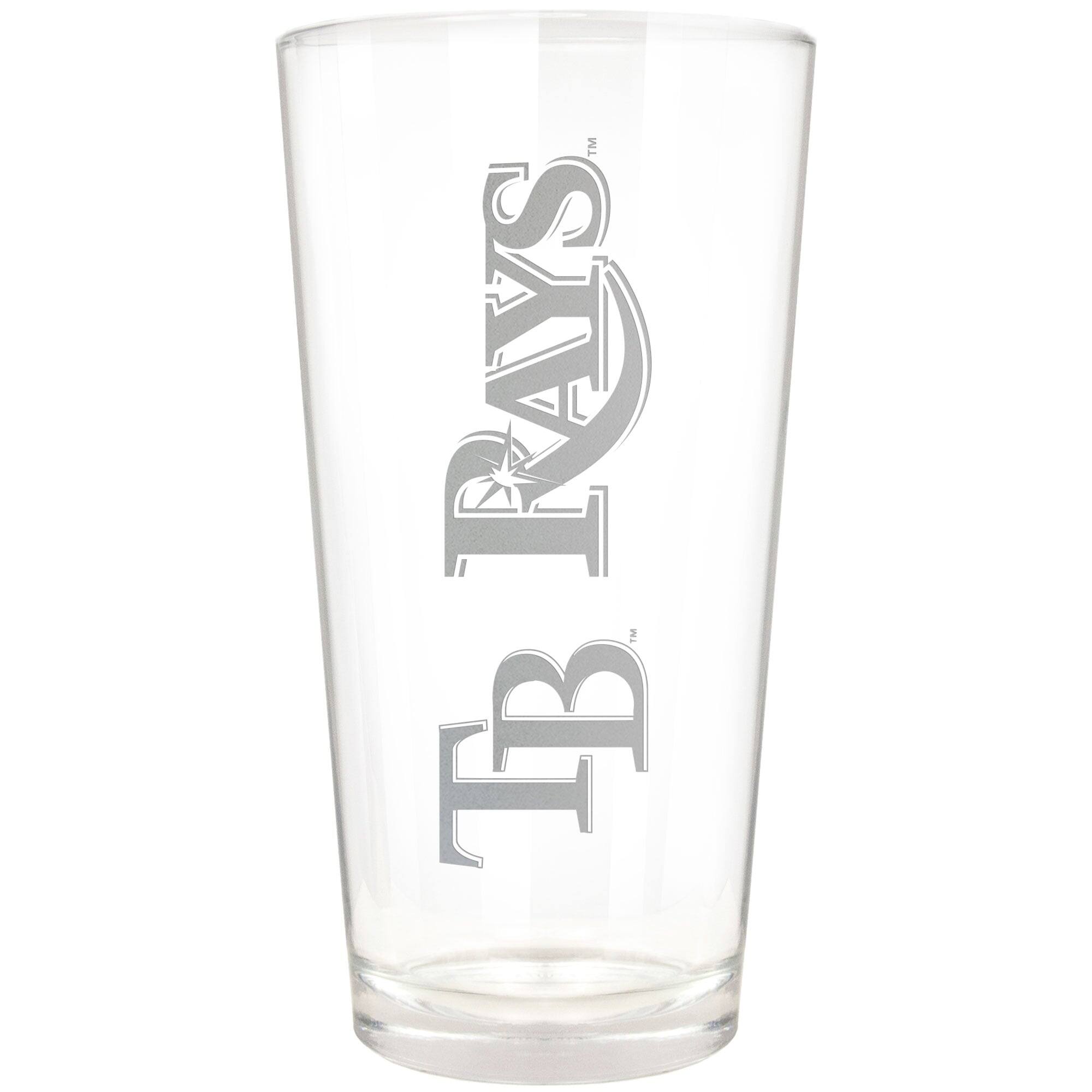 Front. Great American Products - Tampa Bay Rays Etched 16oz. Vertical Rally Cry Pint Glass - Multicolor.
