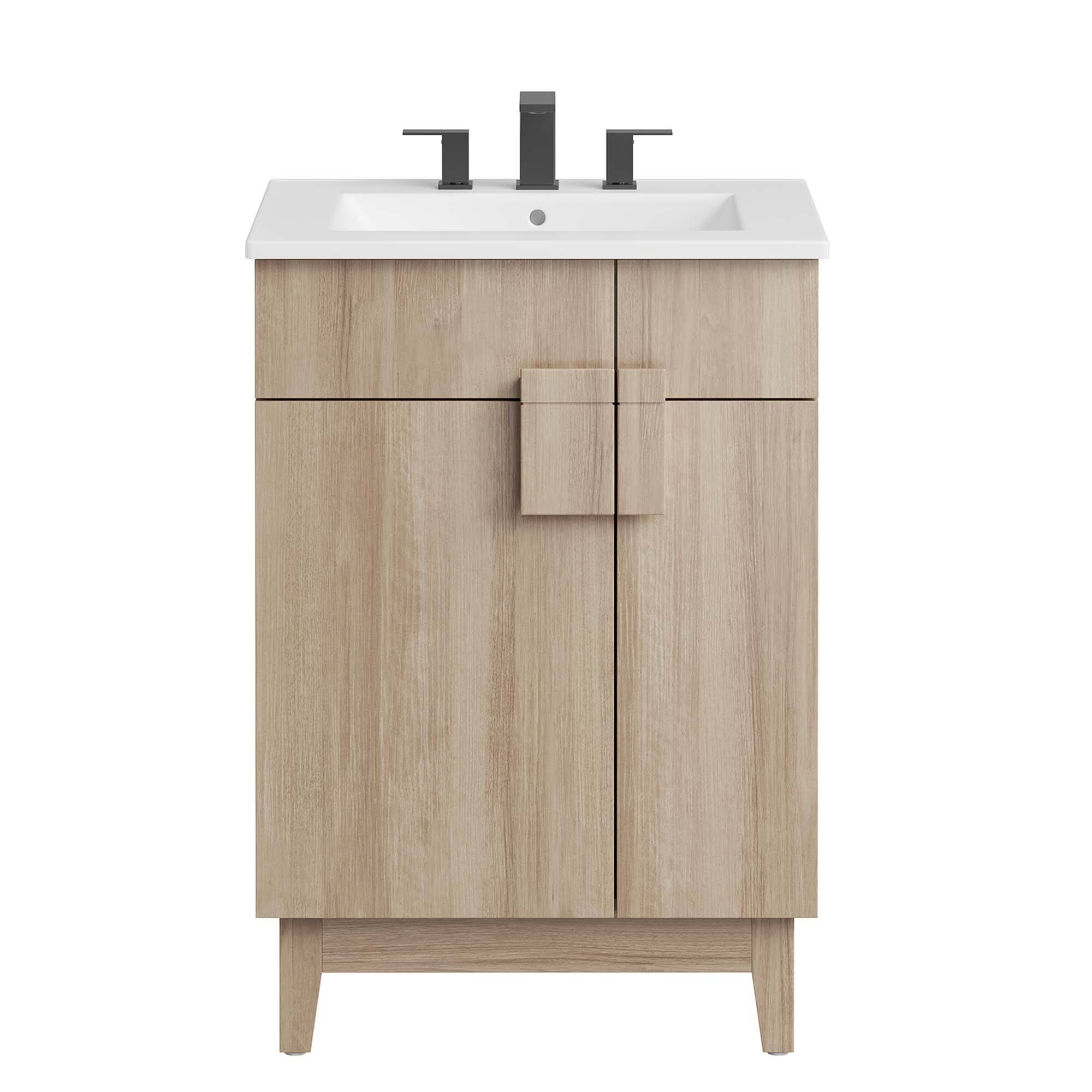 Alt View 4. Modway - Miles Bathroom Vanity Basin Included by Modway - White Oak.