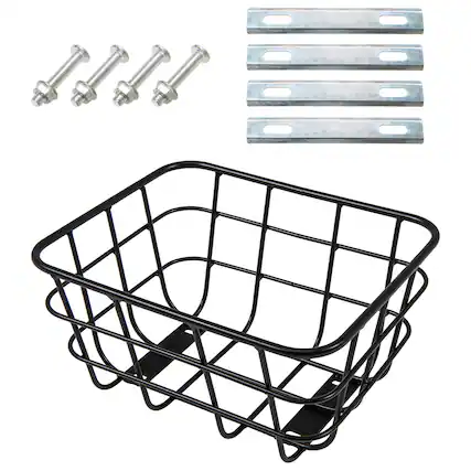Front. SKONYON - Rear Bike Basket with Heavy Duty Metal Frame Easy Mounting and Large Storage Capacity - Black.