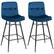 Front. Costway - Set of 2 Velvet Bar Stools Bar Height Kitchen Dining Chairs with Metal Legs - Blue.