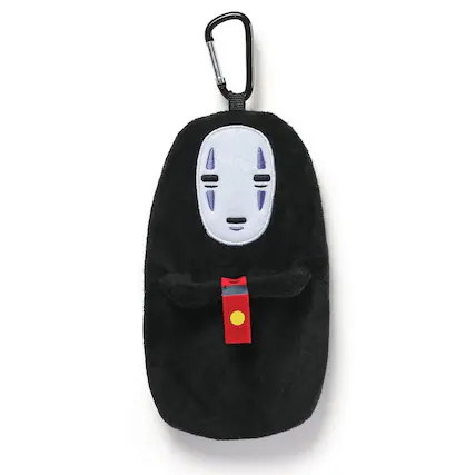 Front. Enesco - Spirited Away 8" Clip On Plush Pouch No Face - Black/White.