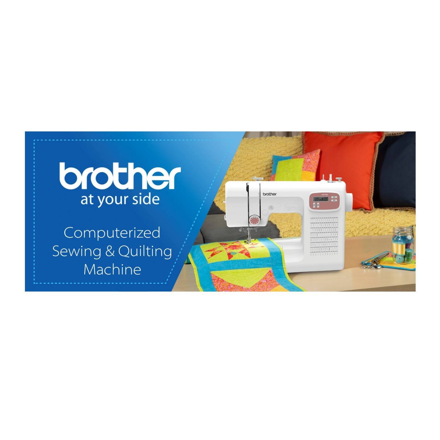 The corrected text is:

"Brother at your side. Computerized Sewing & Quilting Machine."