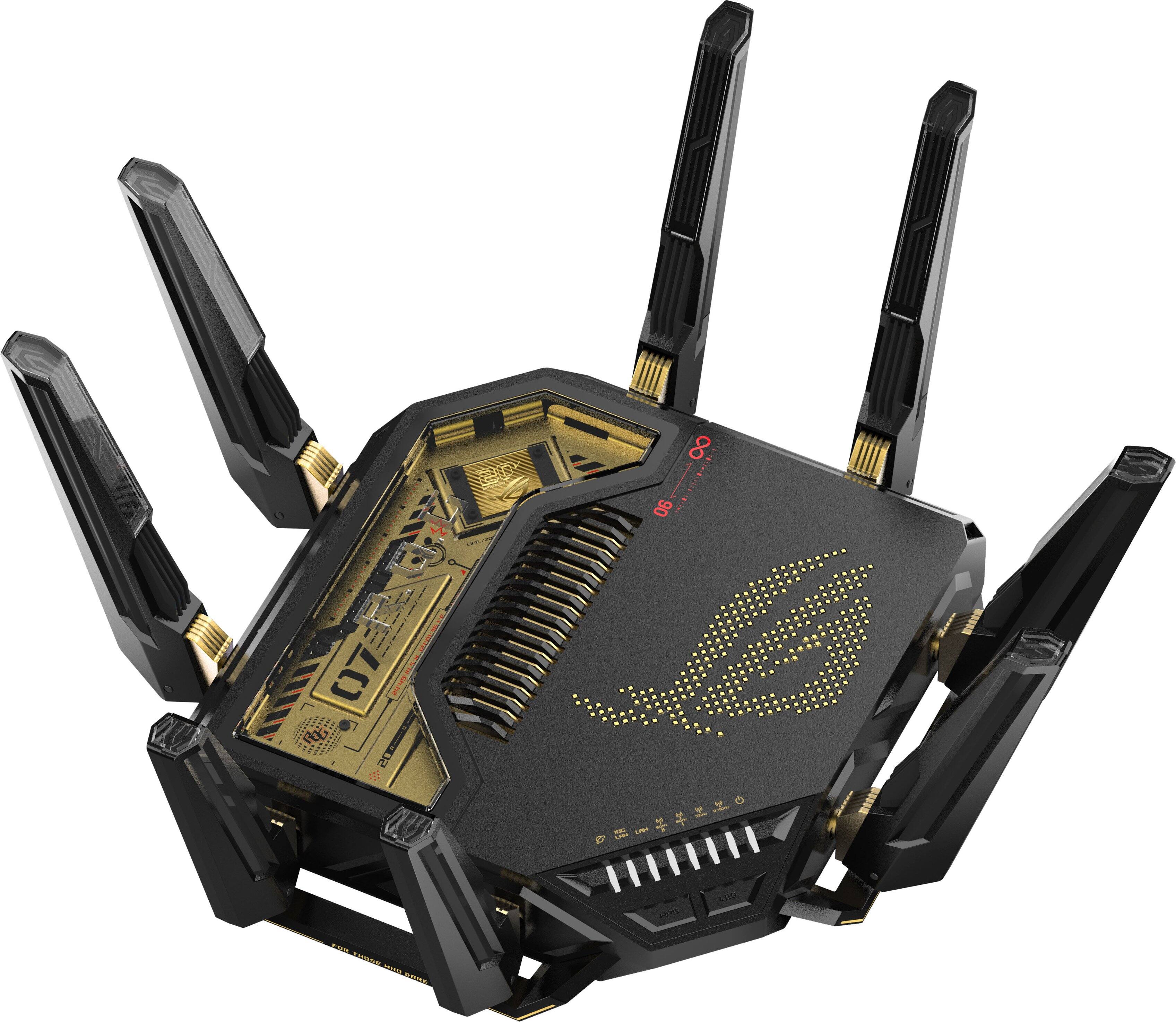Alt View 7. ASUS - ROG Rapture GT-BE98 Pro BE30000 Quad-Band Wi-Fi 7 Gaming Router - 20th Edition.