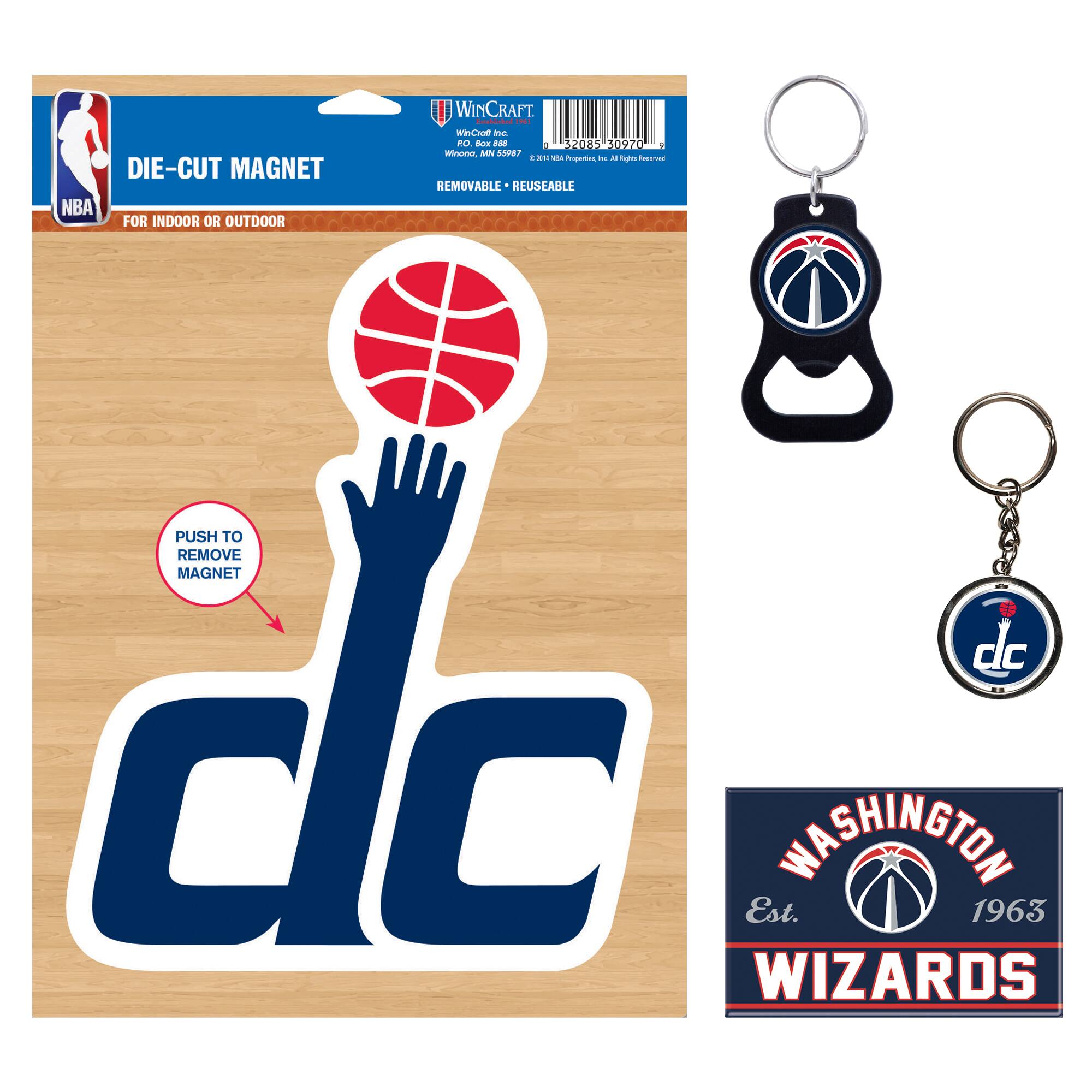 DIE-CUT MAGNET  
FOR INDOOR OR OUTDOOR  

NBA  

PUSH TO REMOVE MAGNET  

REMOVABLE • REUSEABLE  

WASHINGTON  
Est. 1963  
WIZARDS  

WinCraft  
WinCraft Inc.  
PO Box 888  
Winona, MN 55988  
© 2018 WinCraft Inc. All Rights Reserved.  

32085 30970  

dc  

WASHINGTON  
Est. 1963  
WIZARDS