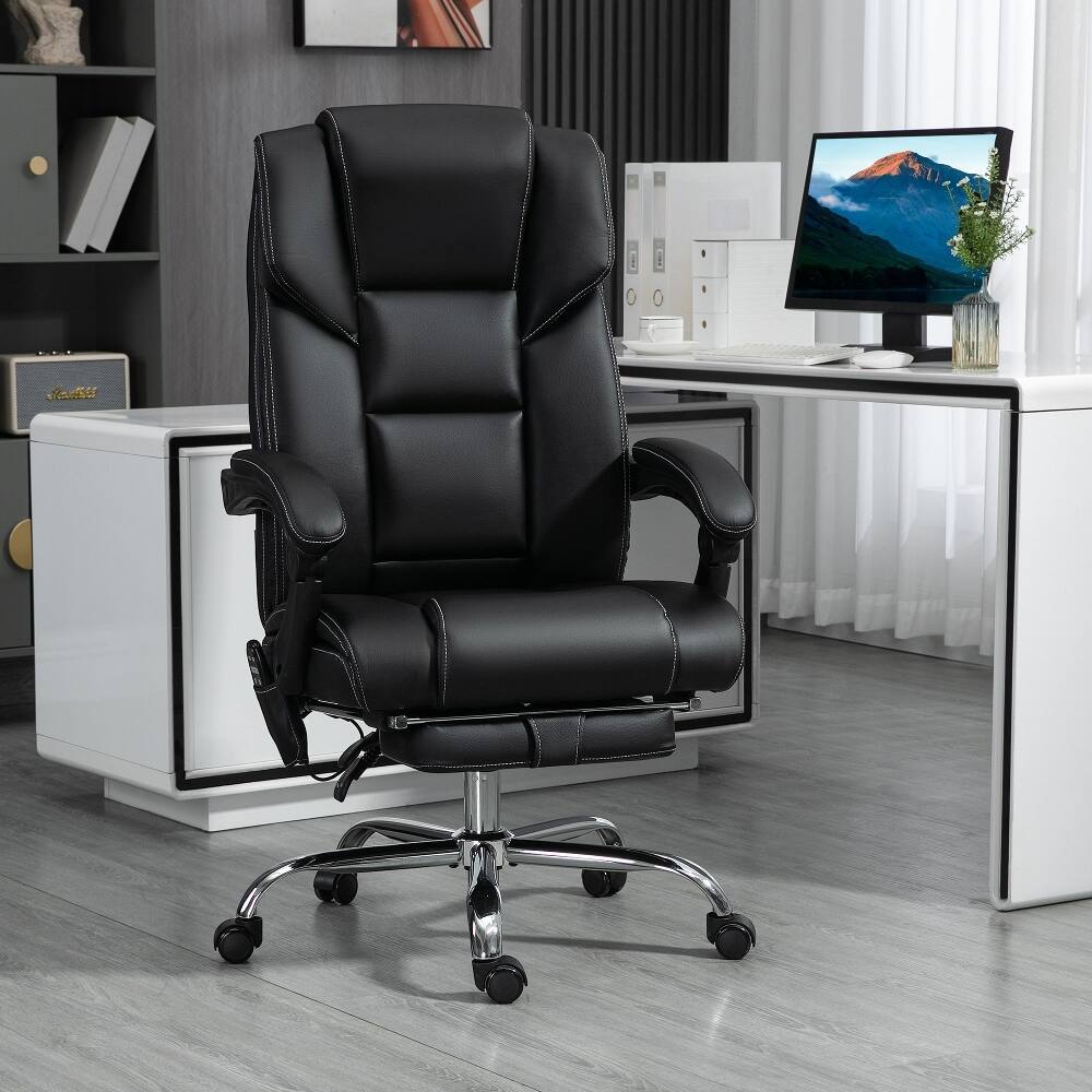 Angle. Loheer - Loheer Massage Office Chair Heated Reclining Desk Chair Black - Black.