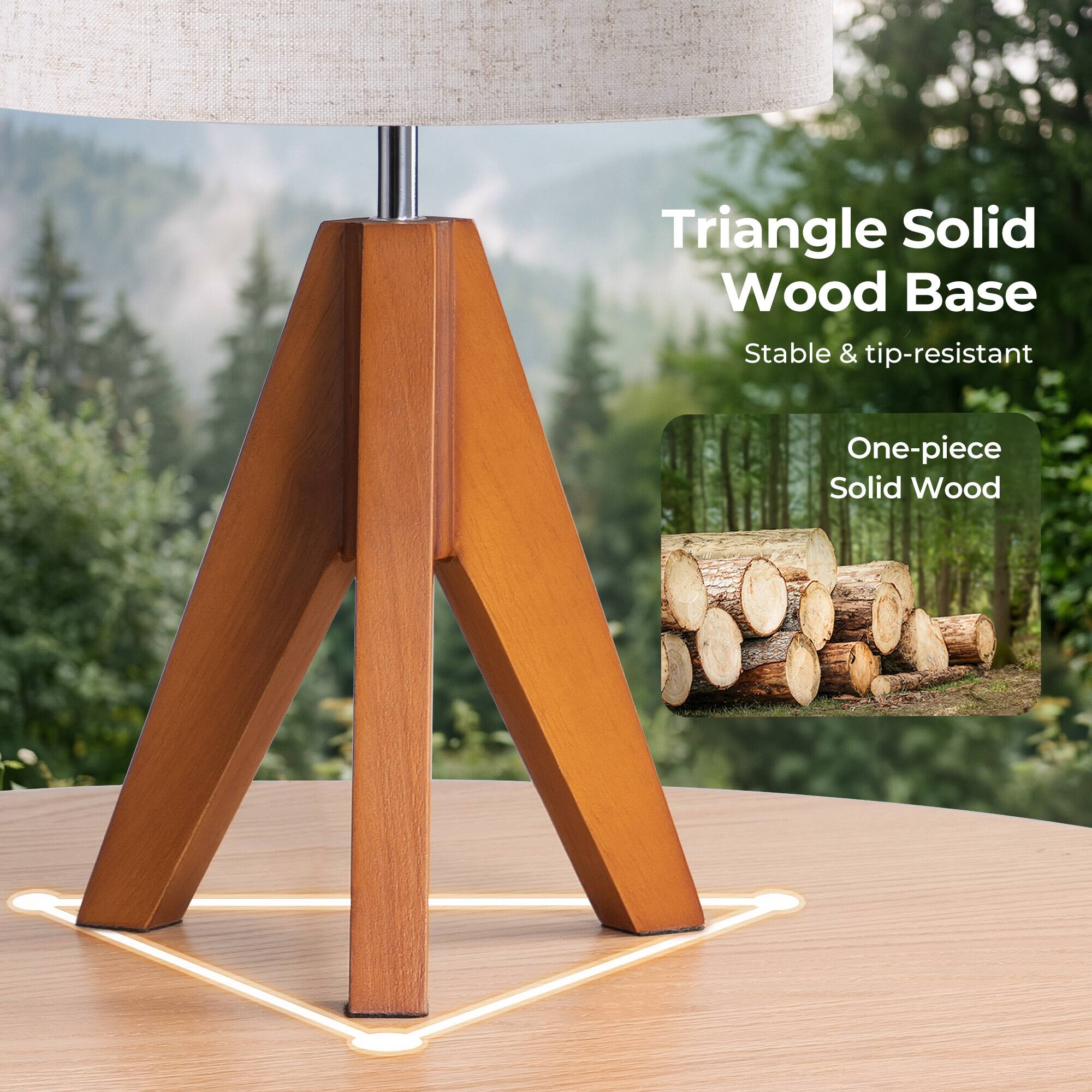 EDISHINE Small Tripod Table Lamp Bedside Nightstand Lamp 14.2 Inch ...