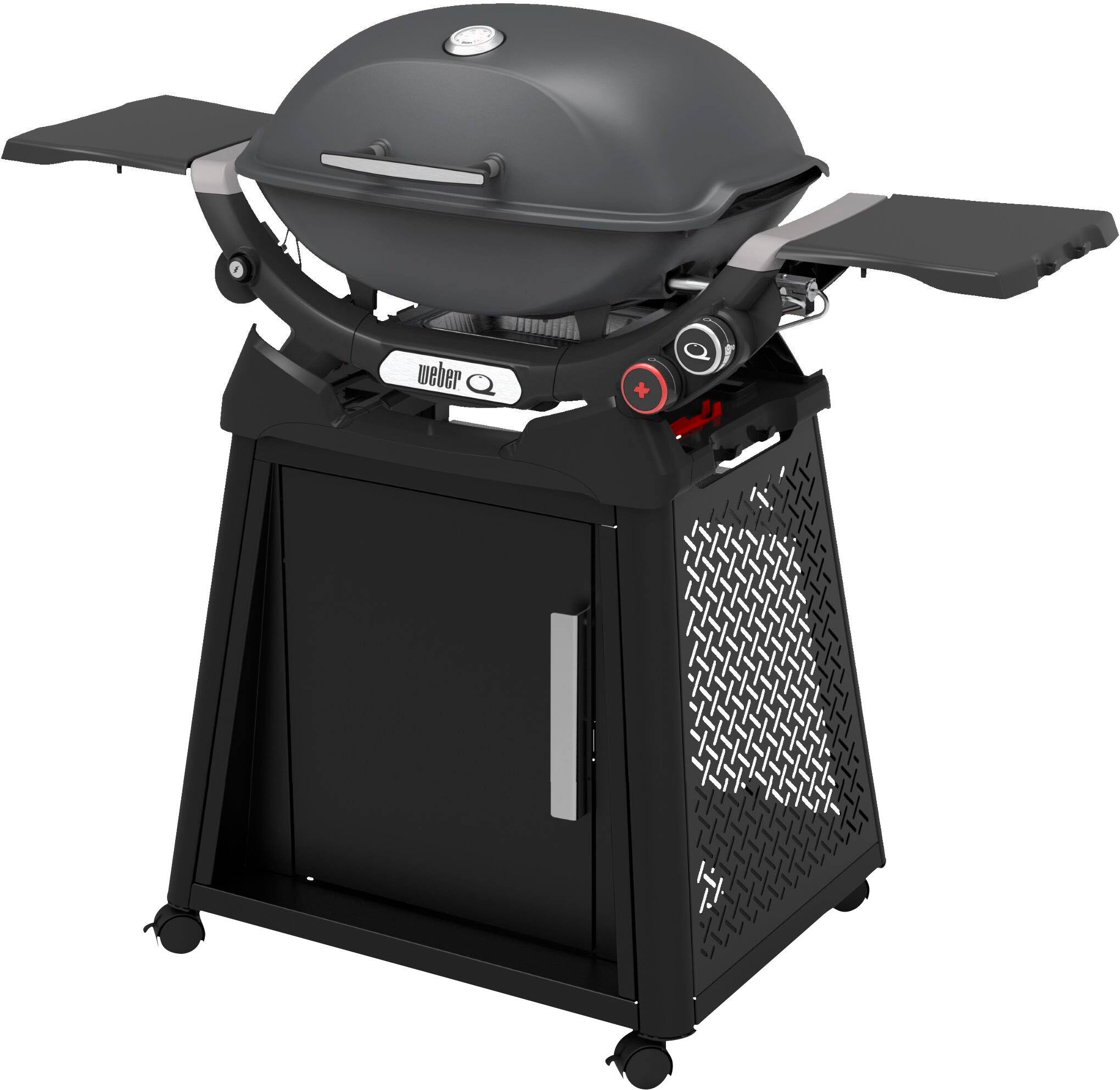 Left. Weber - Q 2800N+ liquid Propane Gas Grill With Stand - Charcoal Grey.