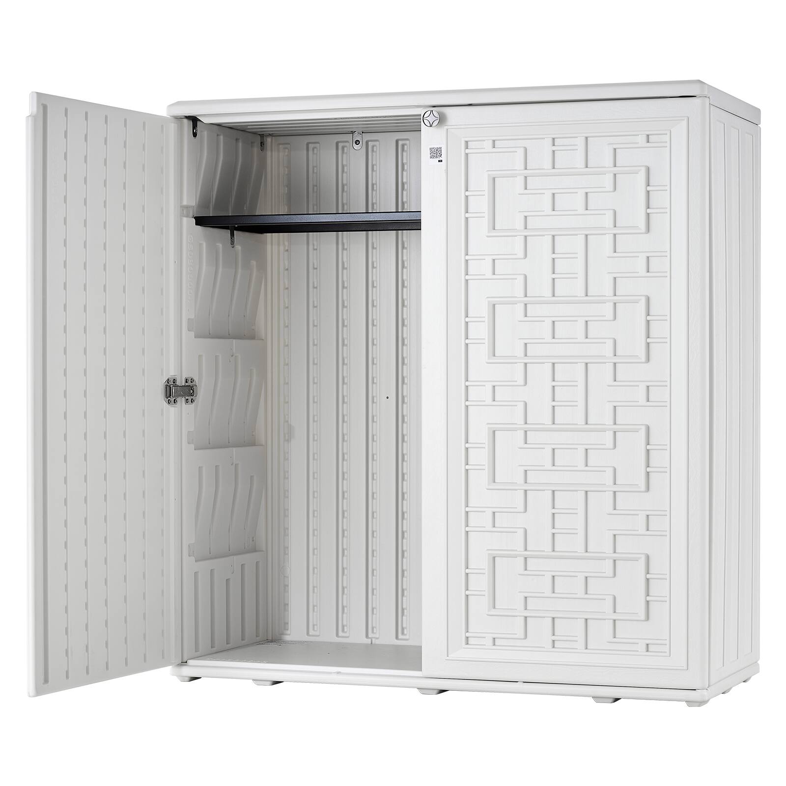 Alt View 5. VEVOR - Outdoor Storage Shed 8 Cu Ft Waterproof Resin Storage Cabinet White,for Garage,Backyard Patio Accessories & Garden Tools - White.