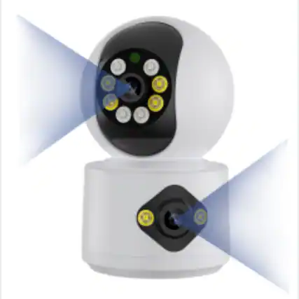 Front. Auledio - 1PC Black 400W 1080P Dual-Lens Pet/Baby Monitor, 360° Security Camera with Siren, Spotlight, Color Night Vision - black.