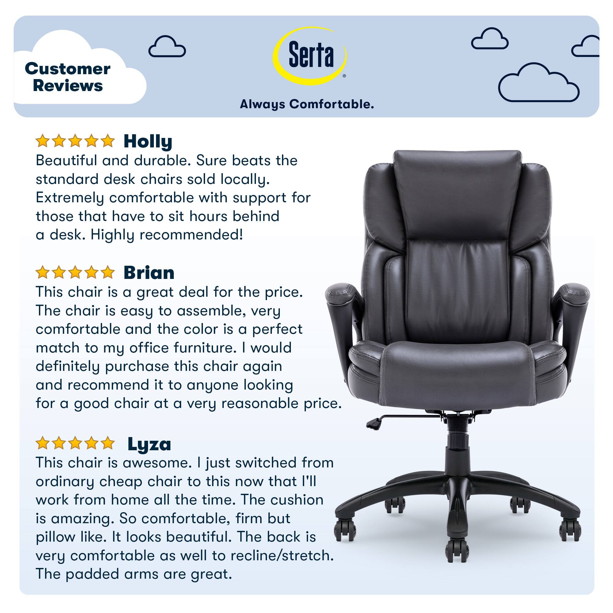 Alt View 21. Serta - Garret Bonded Leather Executive Office Chair with Premium Cushioning - Space Gray.