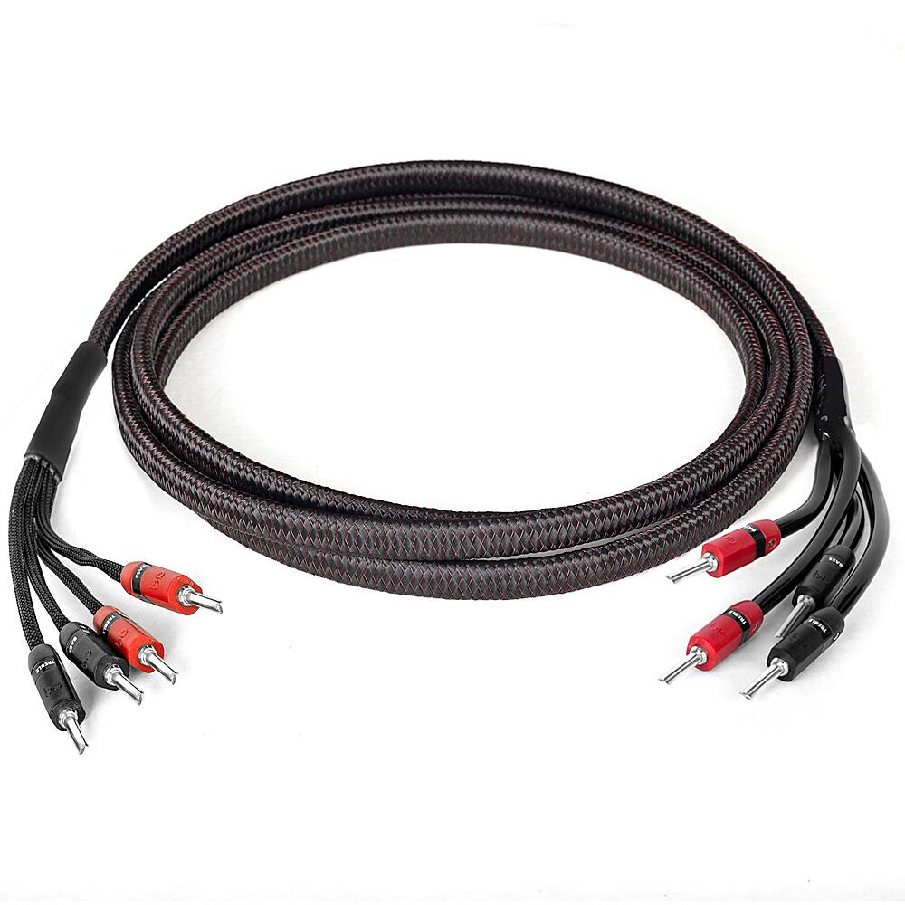 Angle. AudioQuest - Rocket 33 10' Pair Bi-Amp Speaker Cable, Silver Banana Connectors - Red/Black.