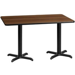 Emma + Oliver - 30"x60" Rectangular Laminate Table with 22"x22" Table Height Bases - Walnut